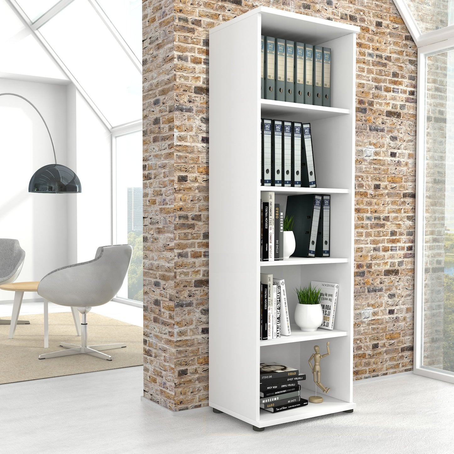 UNI Armoire d'étagère | 5 oh, 600 x 1897 mm, blanc