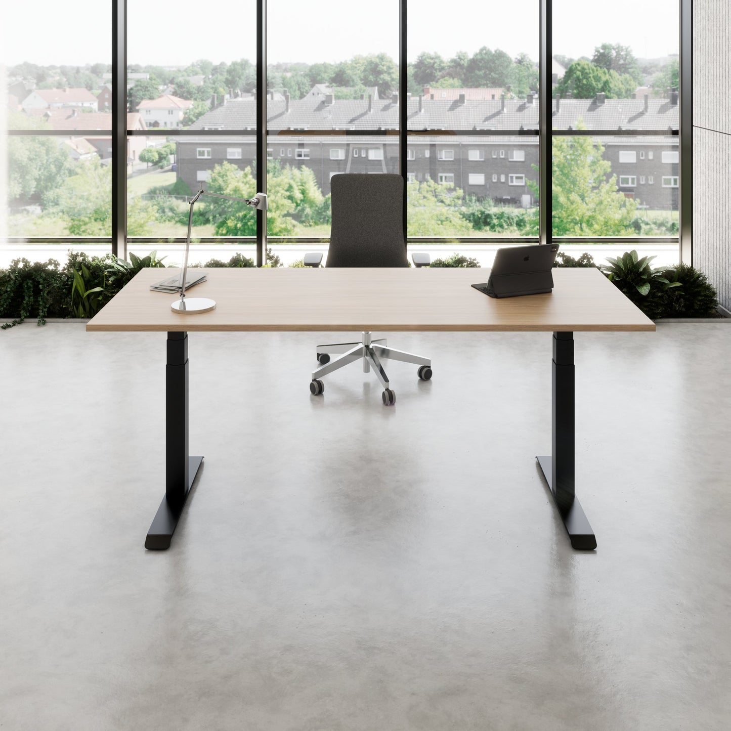 TELDRA Pro, Bureau à 2 moteurs | 1200 - 2000 mm, réglable à hauteur électrique, chêne ambre