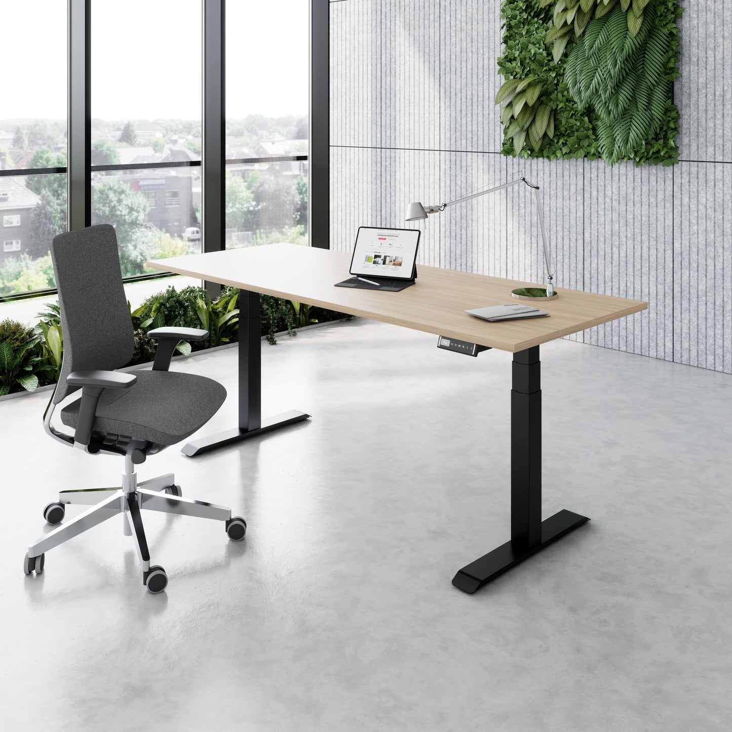 TELDRA Pro, Bureau à 2 moteurs | 1200 - 2000 mm, réglable à hauteur électrique, chêne ambre