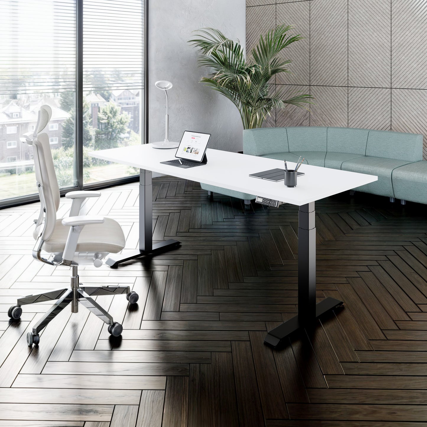 TELDRA Pro, Bureau à 2 moteurs | 1200 - 2000 mm, réglable à hauteur électrique, blanc