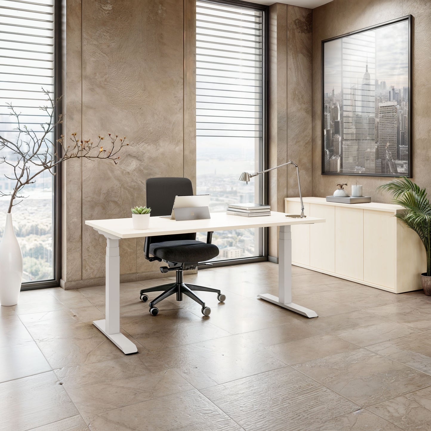 TELDRA Pro, Desk a 2 motori | 1600 - 1800 mm, regolabile in altezza elettricamente, acero