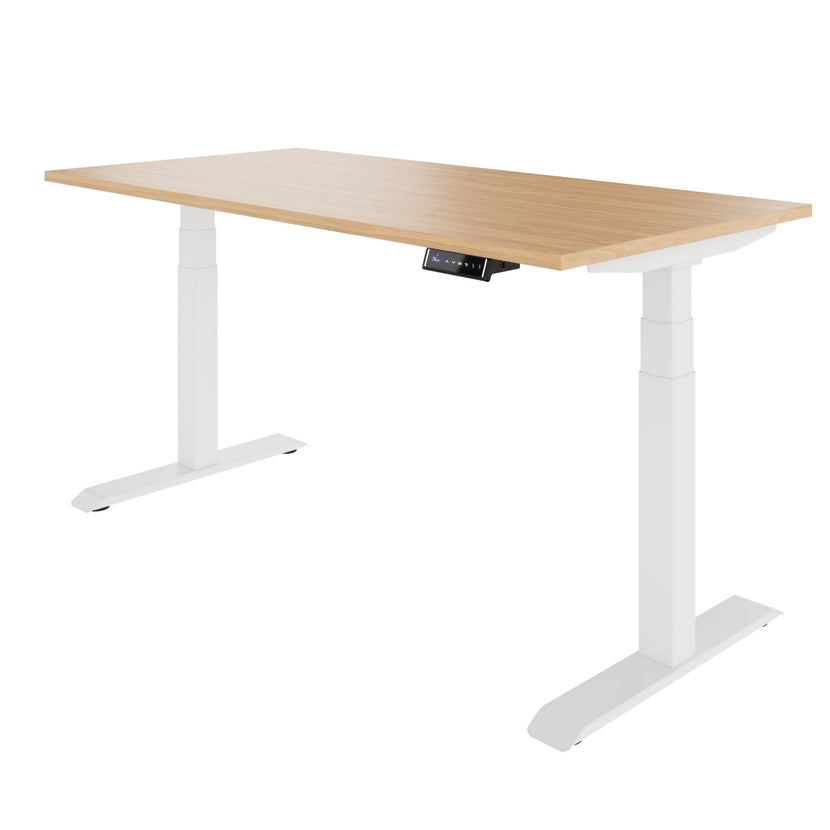TELDRA Pro, Bureau à 2 moteurs | 1600 - 2000 mm, réglable à la hauteur électrique, chêne en placage en bois réel