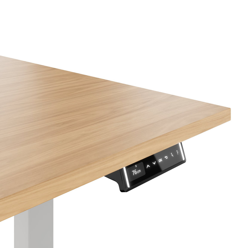 TELDRA Pro, Bureau à 2 moteurs | 1600 - 2000 mm, réglable à la hauteur électrique, chêne en placage en bois réel