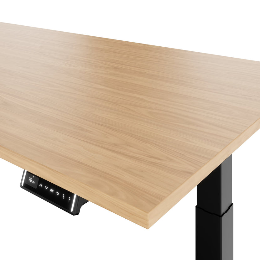 TELDRA Pro, Bureau à 2 moteurs | 1600 - 2000 mm, réglable à la hauteur électrique, chêne en placage en bois réel