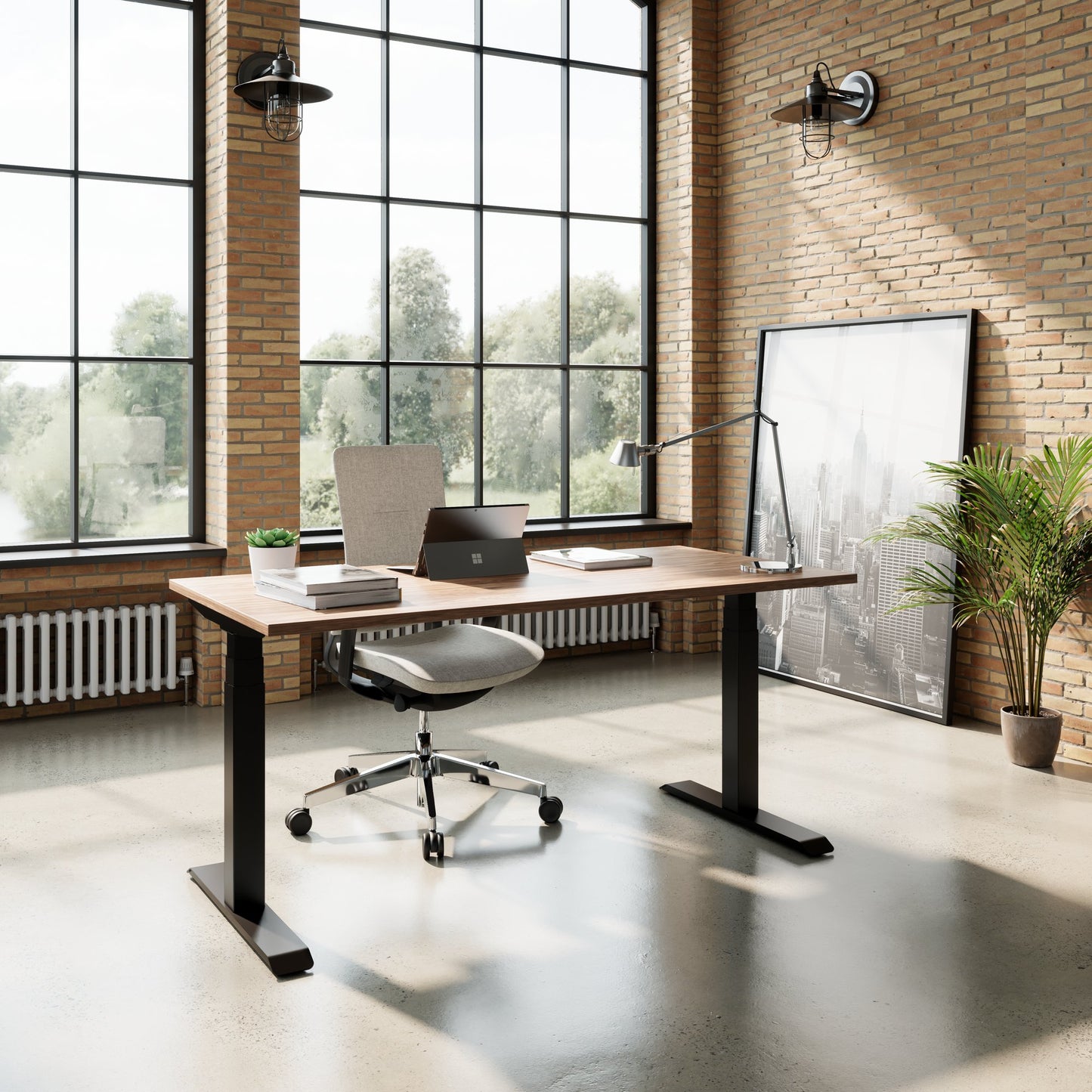 TELDRA Pro, Desk a 2 motori | 1600 - 2000 mm, regolabile in altezza elettricamente, vera fila di legno in legno