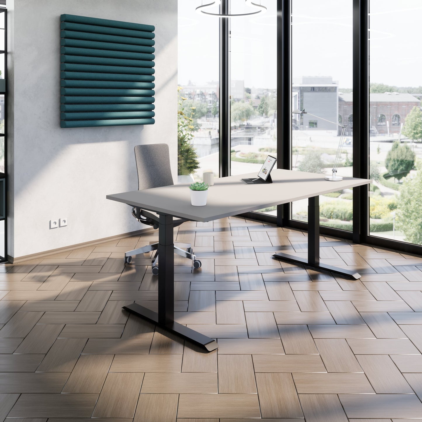 TELDRA Pro, Desk a 2 motori | 1600 - 2000 mm, regolabile altezza elettricamente, pioble linoleum