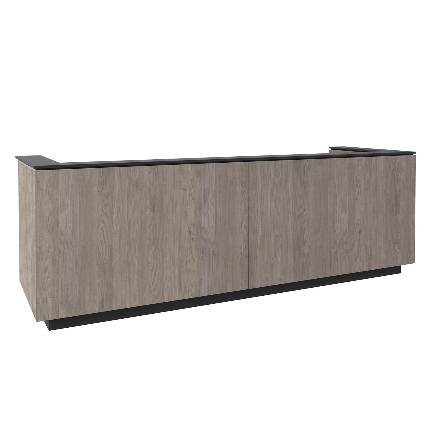 ICE reception desk | 3214 x 1022 mm, gray northern oak
