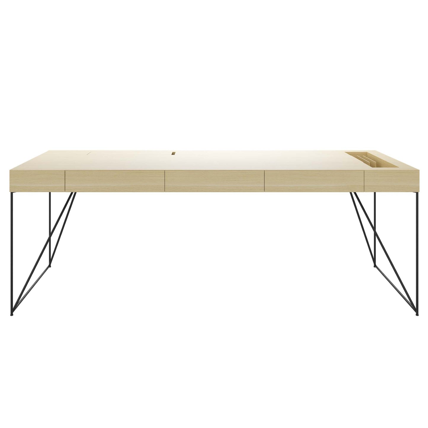 AIR executive desk | 2200 x 800 mm, integrated drawers, ash veneer