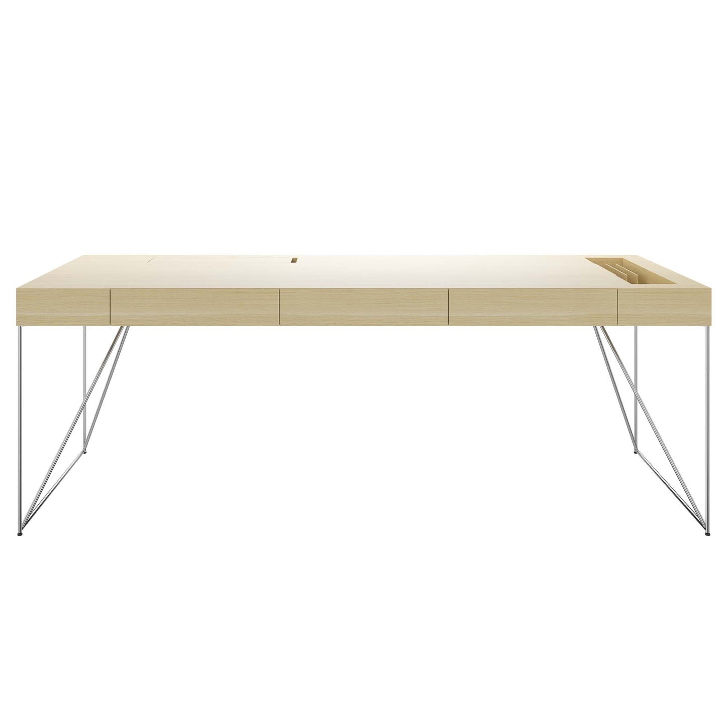 AIR executive desk | 2200 x 800 mm, integrated drawers, ash veneer