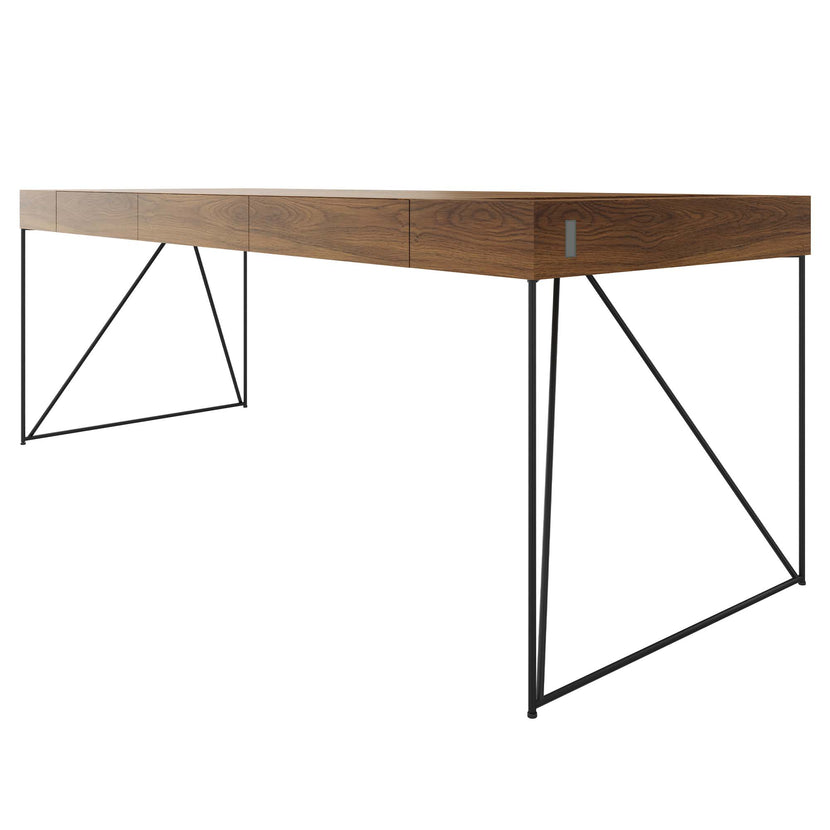 AIR Chefschreibtisch | 2200 x 800 mm, integrierte Schubladen, Nussbaum Furnier
