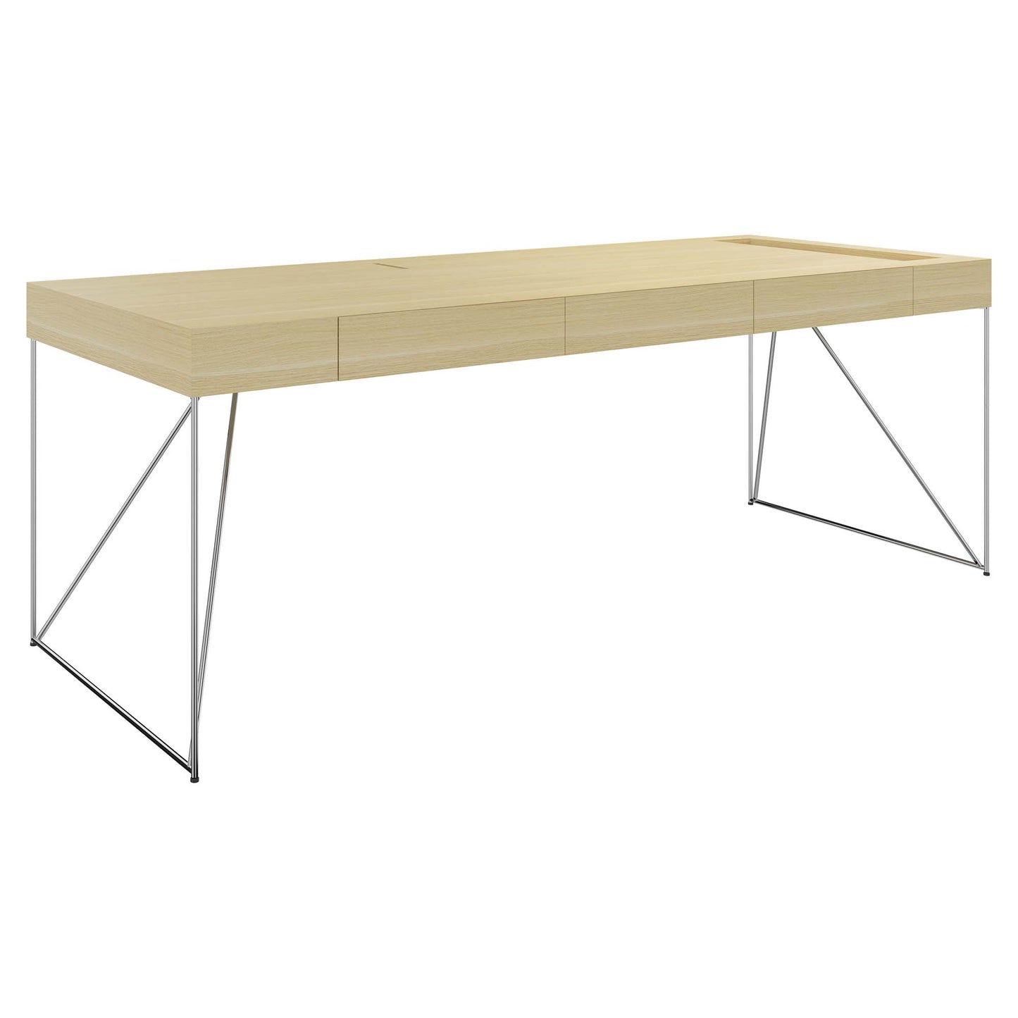 AIR executive desk | 2200 x 800 mm, integrated drawers, ash veneer