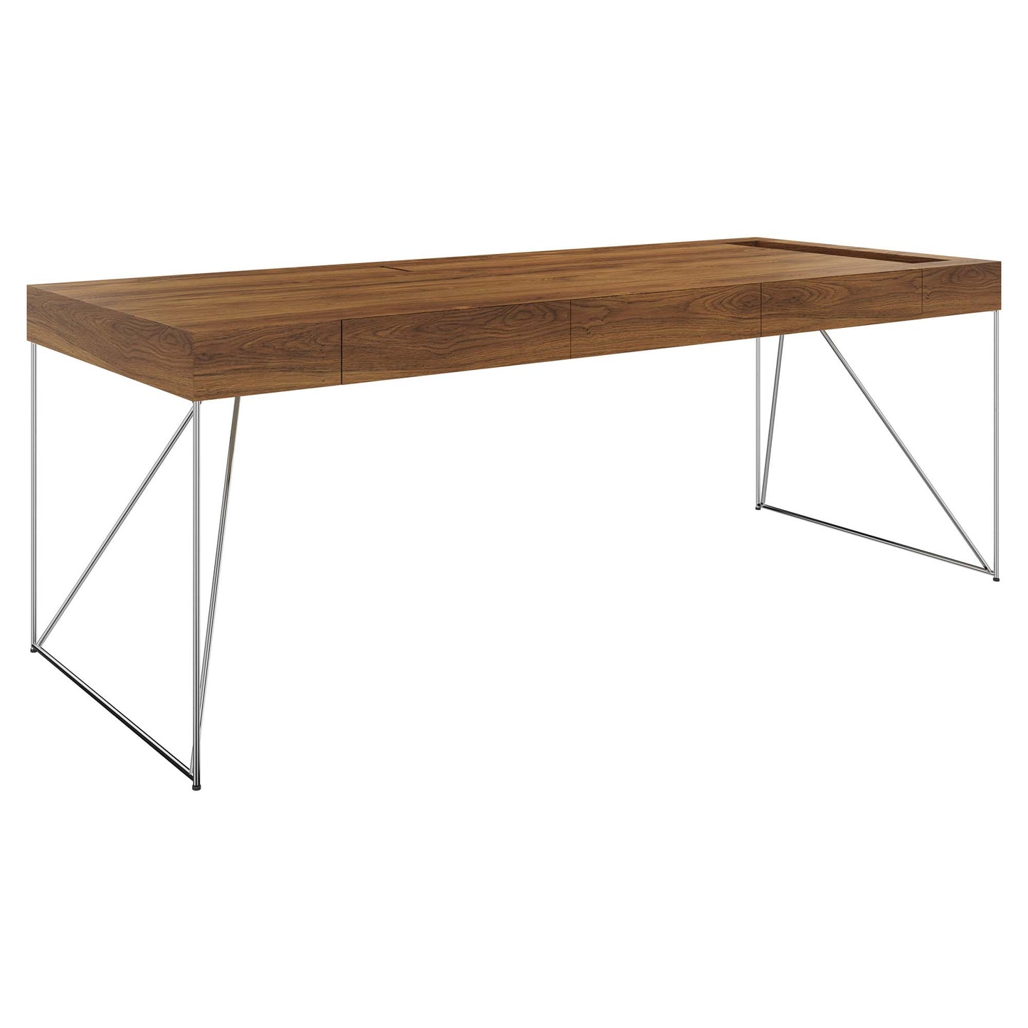 AIR Chefschreibtisch | 2200 x 800 mm, integrierte Schubladen, Nussbaum Furnier