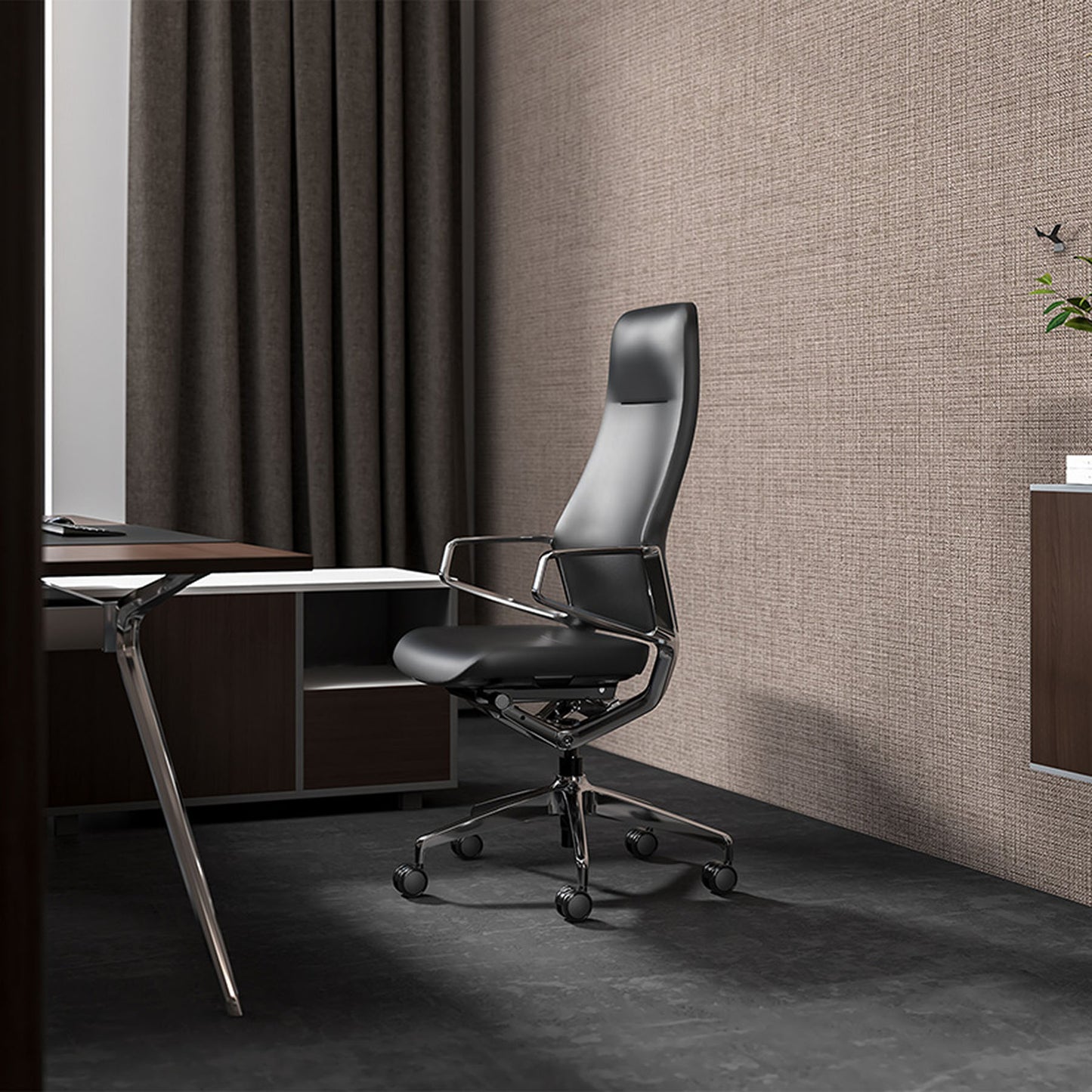 ARICO-A1 Chaise pivotante de bureau | Mécanique synchrone, noir