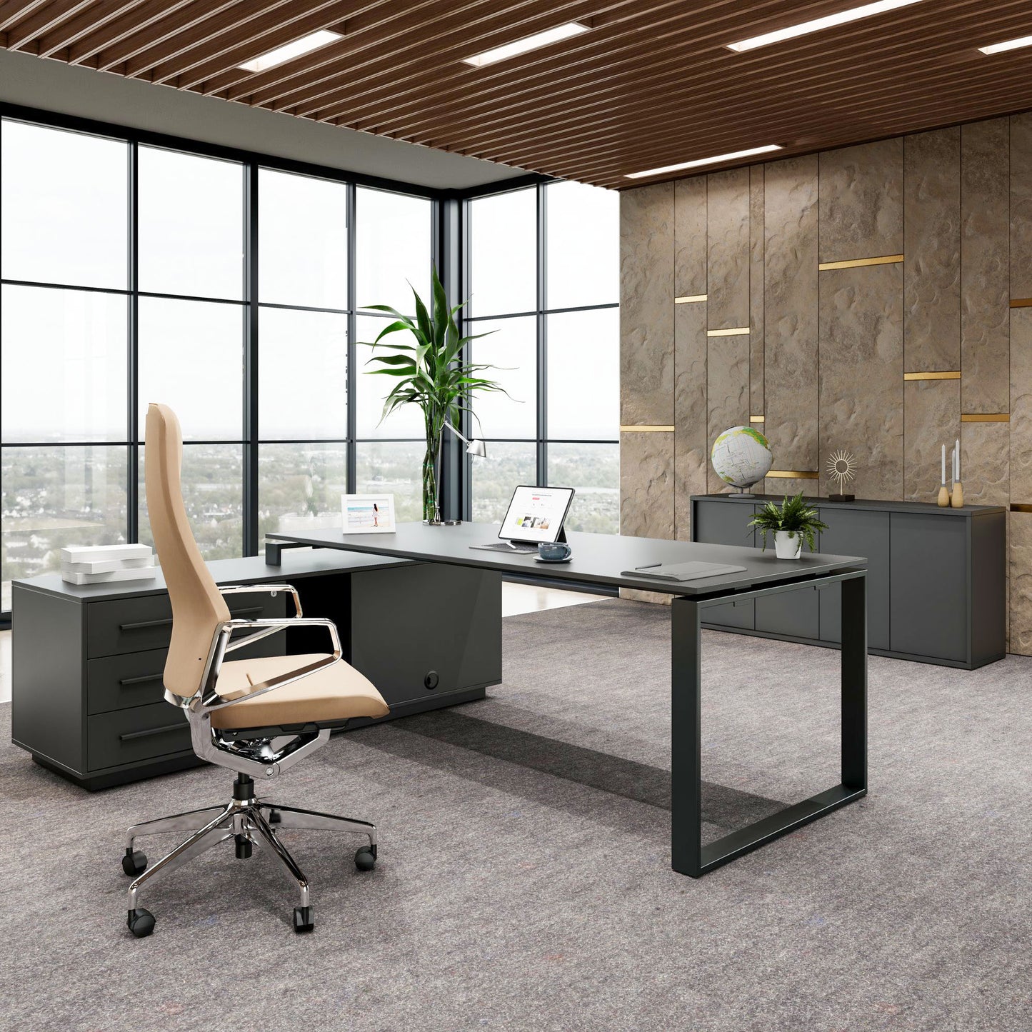 ART Chief description | 2240 x 1800 mm, integrated lowboard, dark gray