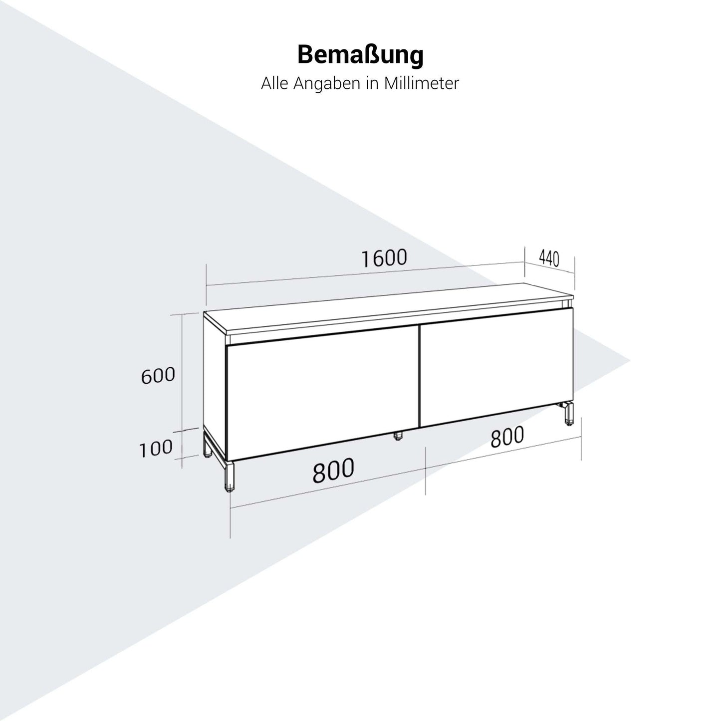 ART Lowboard | 1 oh, 1600 x 600 mm, gris foncé