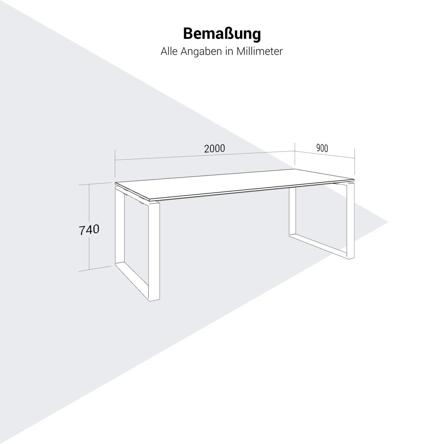 ART Scrivania | 2000 x 900 mm, grigio scuro