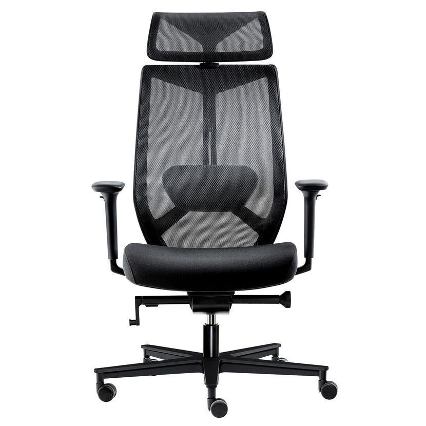 MESH 6 office swivel chair with headrest | Lordost support, mesh back, black