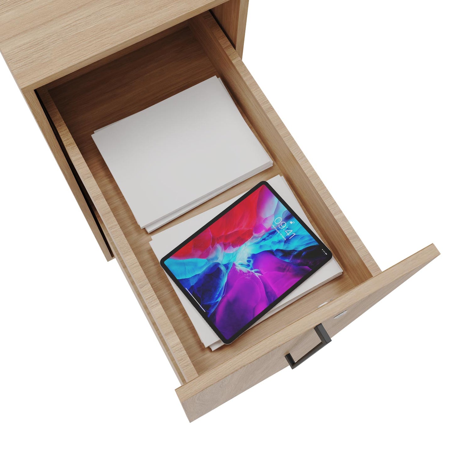BOXI Cabinet pharmacien | 3 tiroirs, 420 x 800 mm, chêne ambre