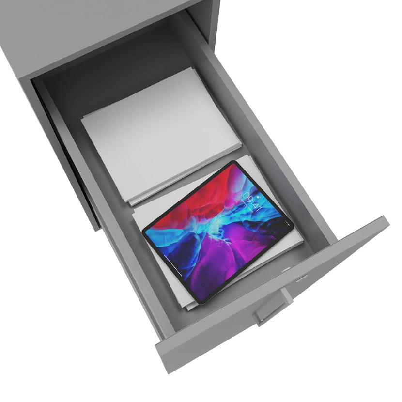 BOXI Cabinet pharmacien | 3 tiroirs, 420 x 800 mm, gris perlé