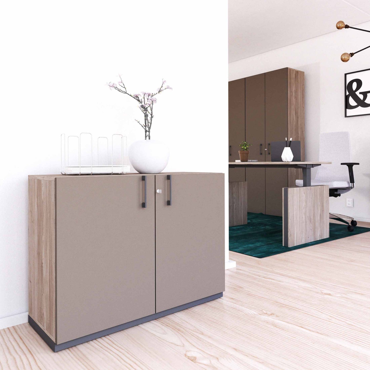 CHOICE Armoire de porte d'aile | 2 oh, 1000 x 760 mm, gris de chêne nord / cubanite gris