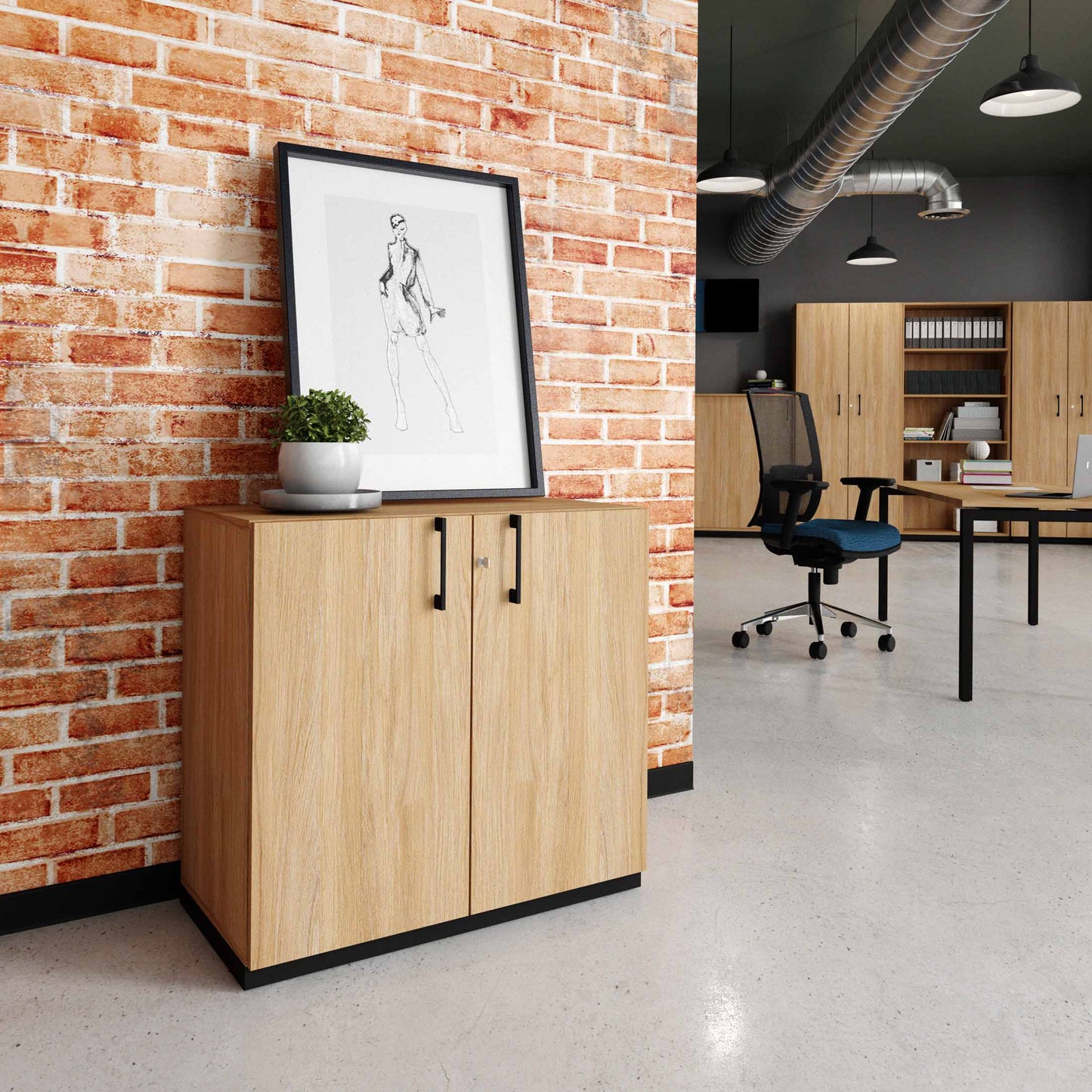 CHOICE hinged door wardrobe | 2 OH, 800 x 760 mm, amber oak