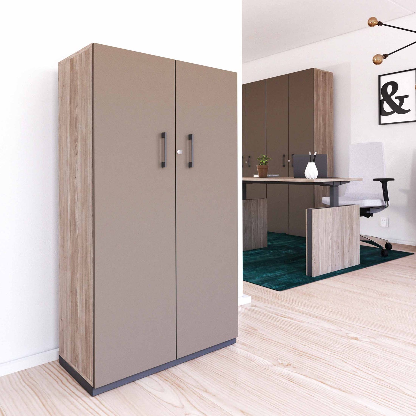 CHOICE hinged door wardrobe | 4 OH, 800 x 1465 mm, northern oak gray / cubanite gray