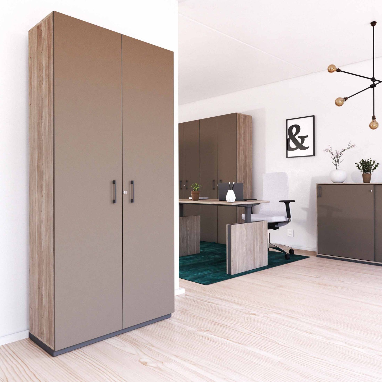 CHOICE Armoire de porte d'aile | 6 oh, 1000 x 2170 mm, gris de chêne nord / cubanite gris