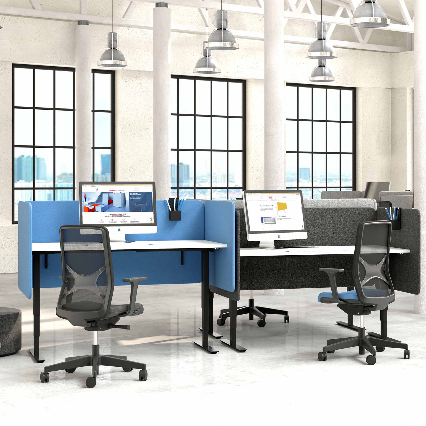 DESK Partition de table acoustique | 760 mm de haut, couverture en polyester Lucia