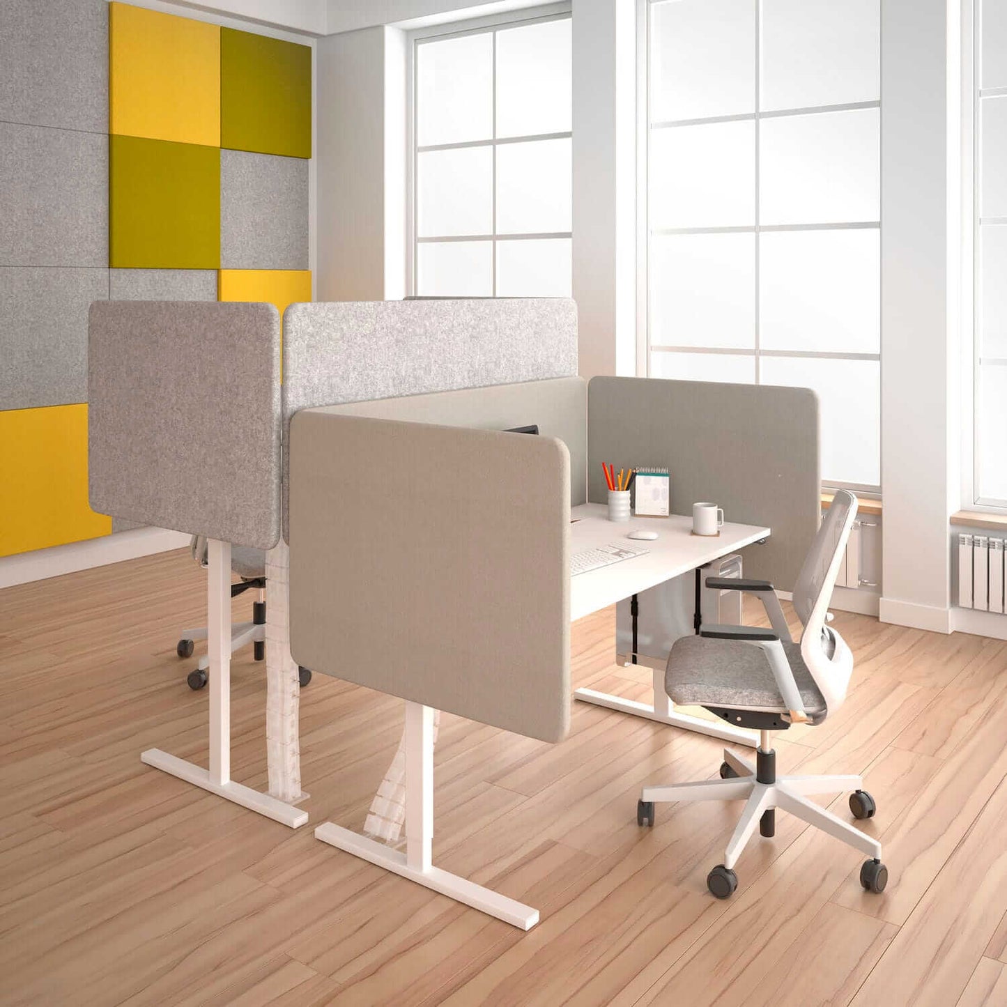 DESK Partition de table acoustique | 760 mm de haut, couverture en polyester Lucia