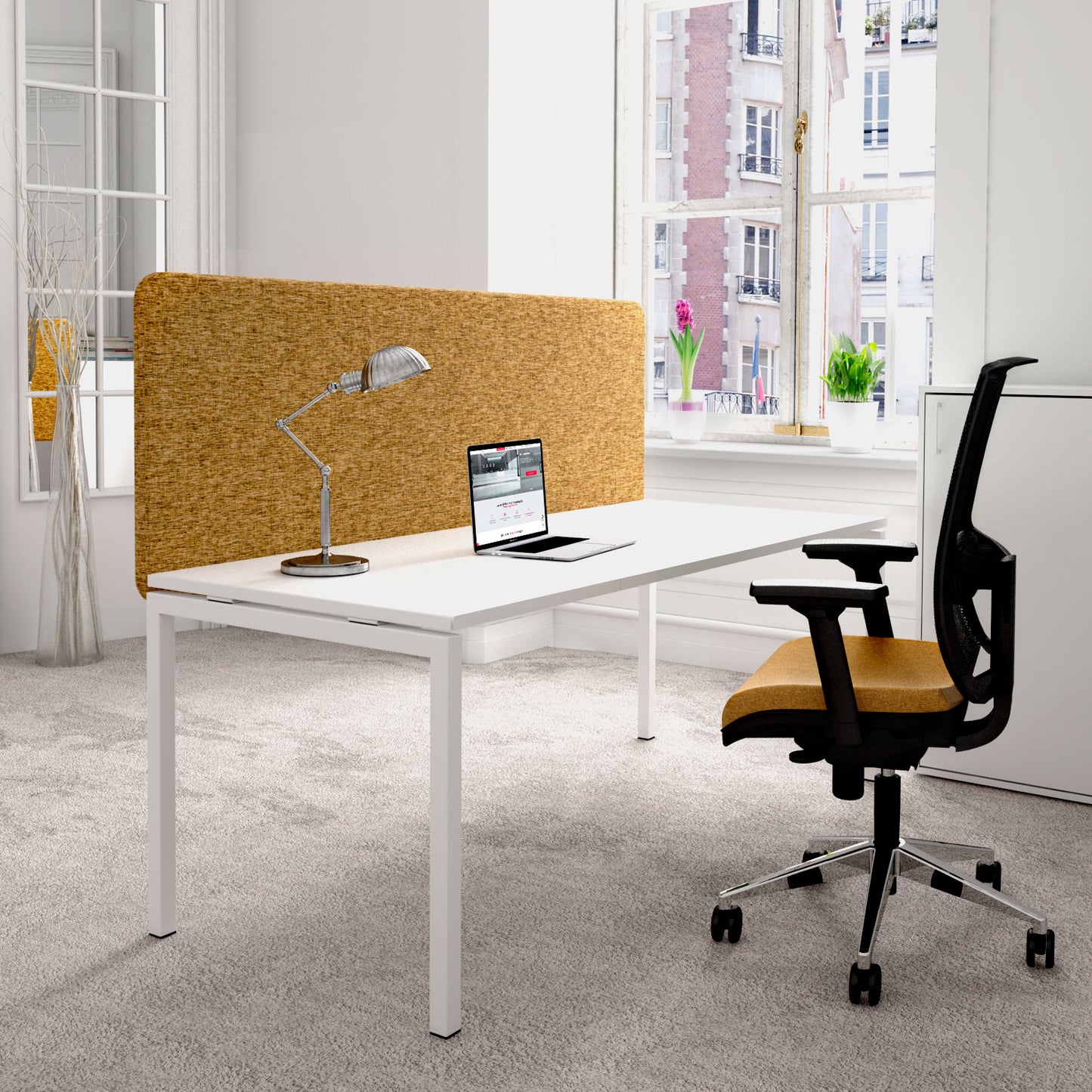 TOP Partition de table acoustique | 595 mm de haut, couverture en polyester berta