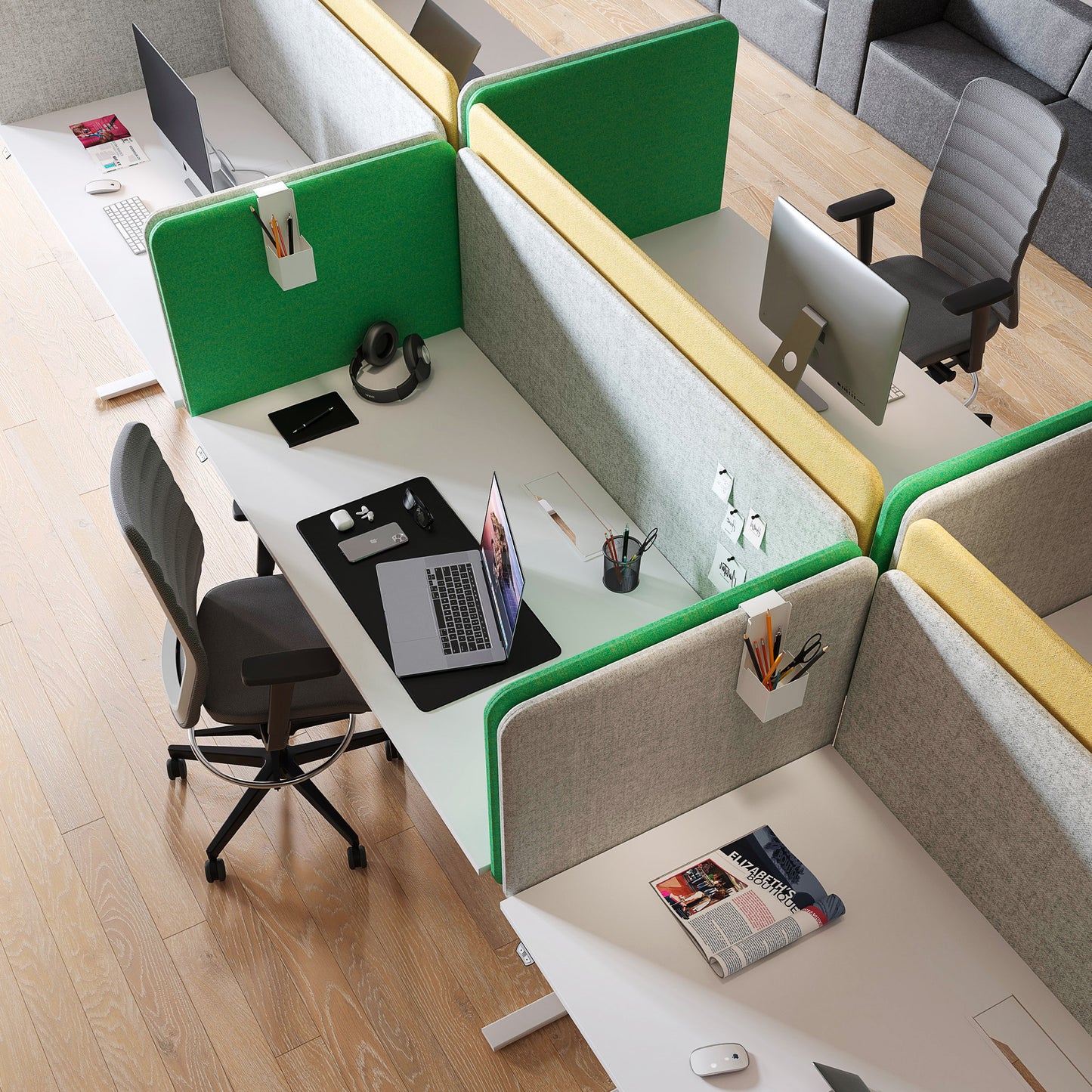 Top acoustic table partition | 595 mm high, polyester cover Lucia