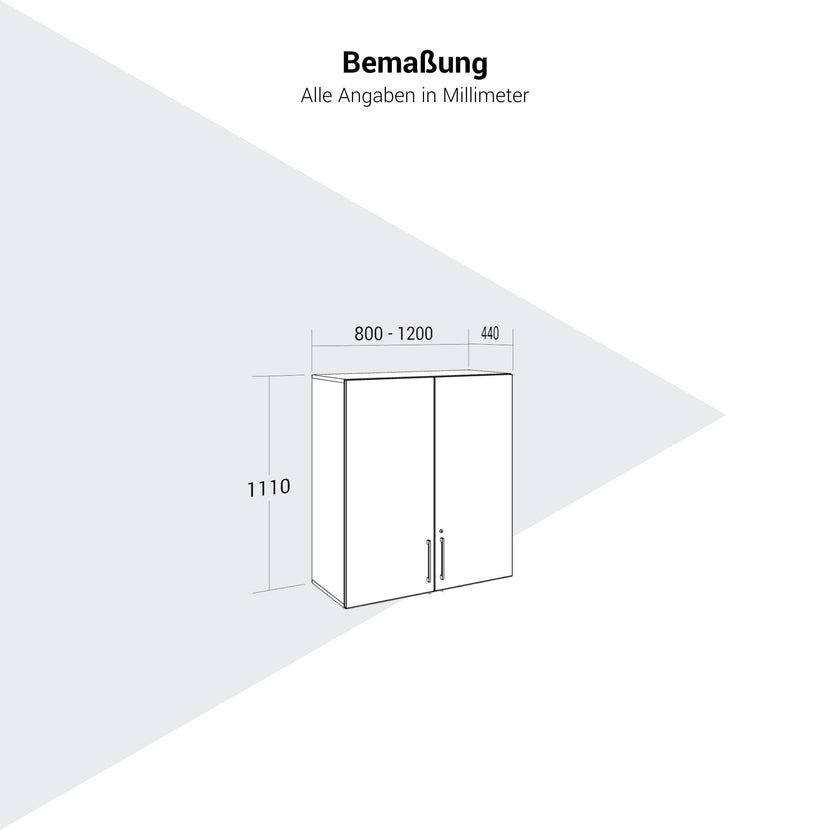 PRO Top Cabinet | 3 OH, 800 - 1200 x 1110 mm, morbido -close, grafite / bianco