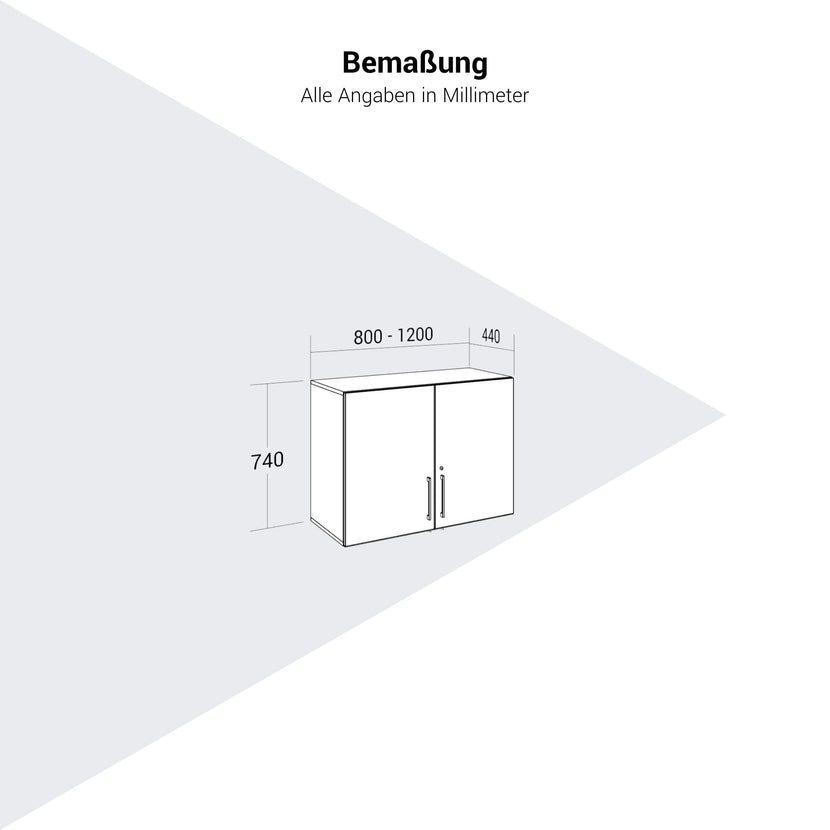 PRO Top Cabinet | 2 OH, 800 - 1200 x 740 mm, morbido -close, grafite / bianco