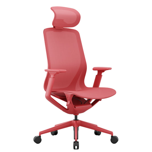 Bloom office swivel chair | 3D armrests, headrest, coral