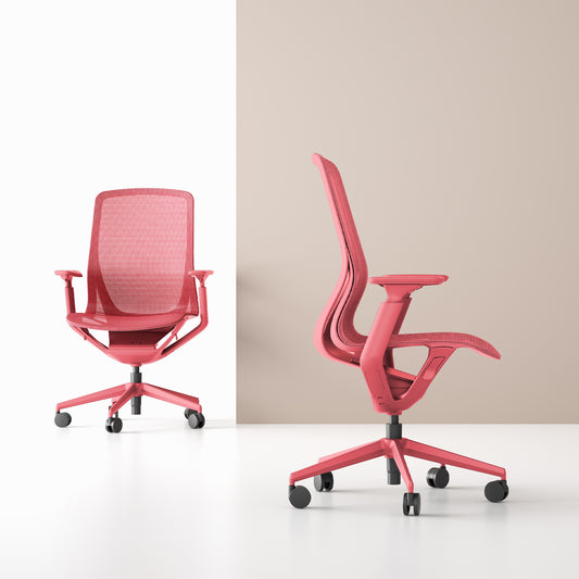 Bloom office swivel chair | 3D armrests, headrest, coral