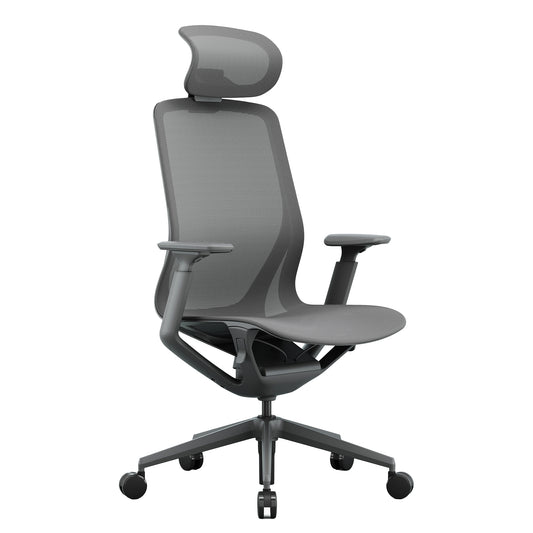 Bloom office swivel chair | 3D armrests, headrest, gray