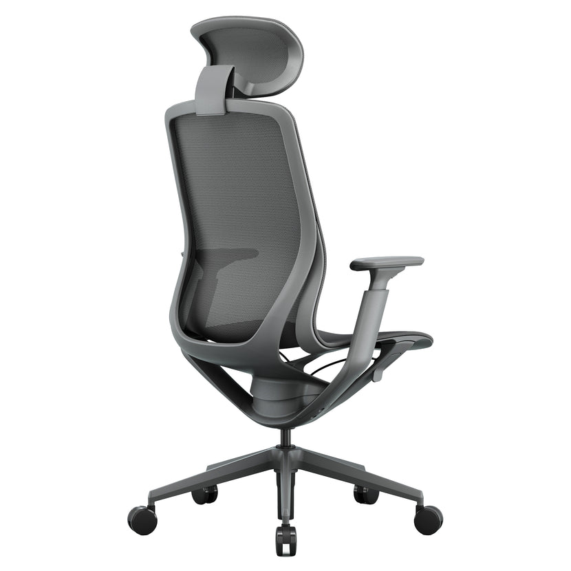 Bloom office swivel chair | 3D armrests, headrest, gray