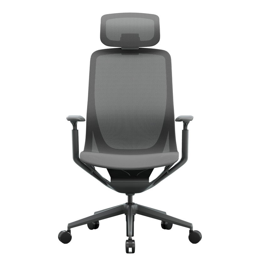 Bloom office swivel chair | 3D armrests, headrest, gray