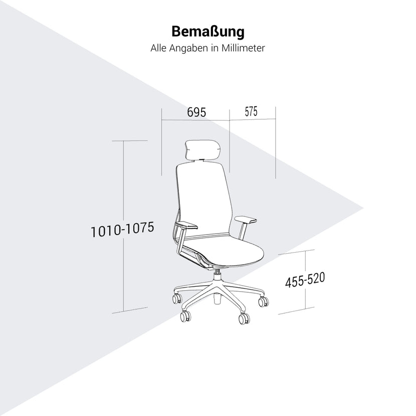 Bloom office swivel chair | 3D armrests, headrest, gray
