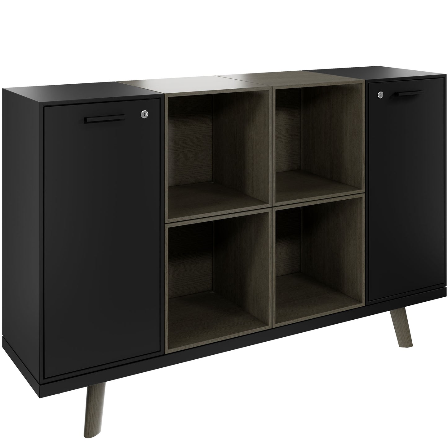 BRALCO RAIL highboard | 2 OH, 1600 x 400 mm, dark gray oak