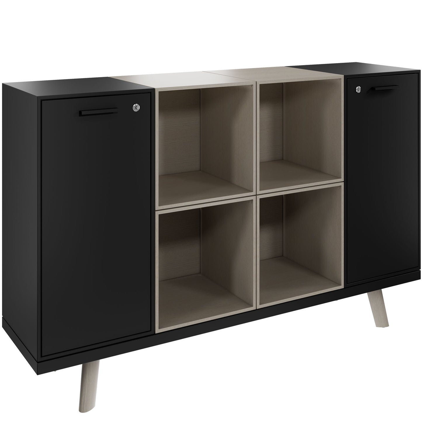 BRALCO RAIL Highboard | 2 OH, 1600 x 400 mm, Eiche Hellgrau