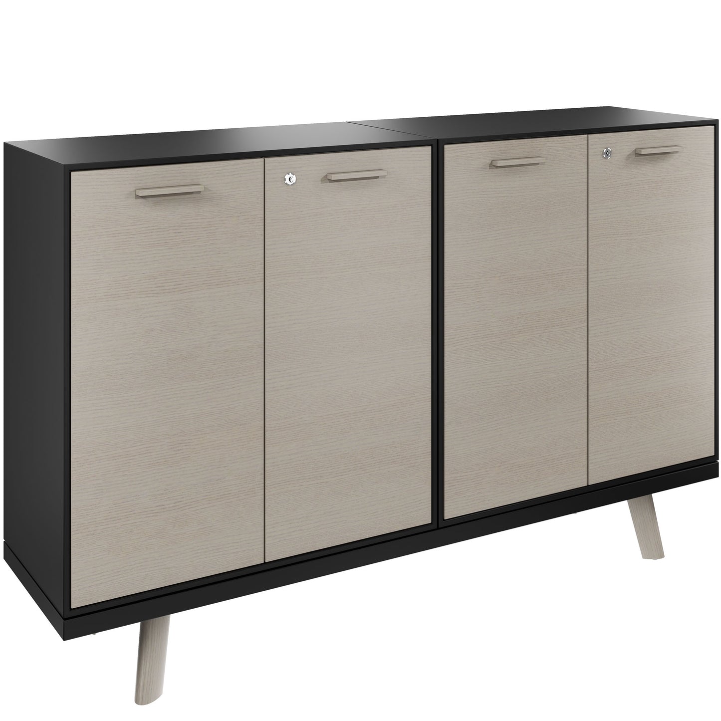 BRALCO RAIL highboard | 2 OH, 1600 x 400 mm, light gray oak