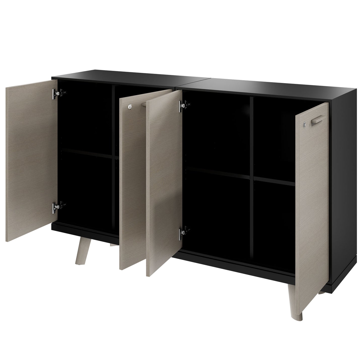BRALCO RAIL highboard | 2 OH, 1600 x 400 mm, light gray oak