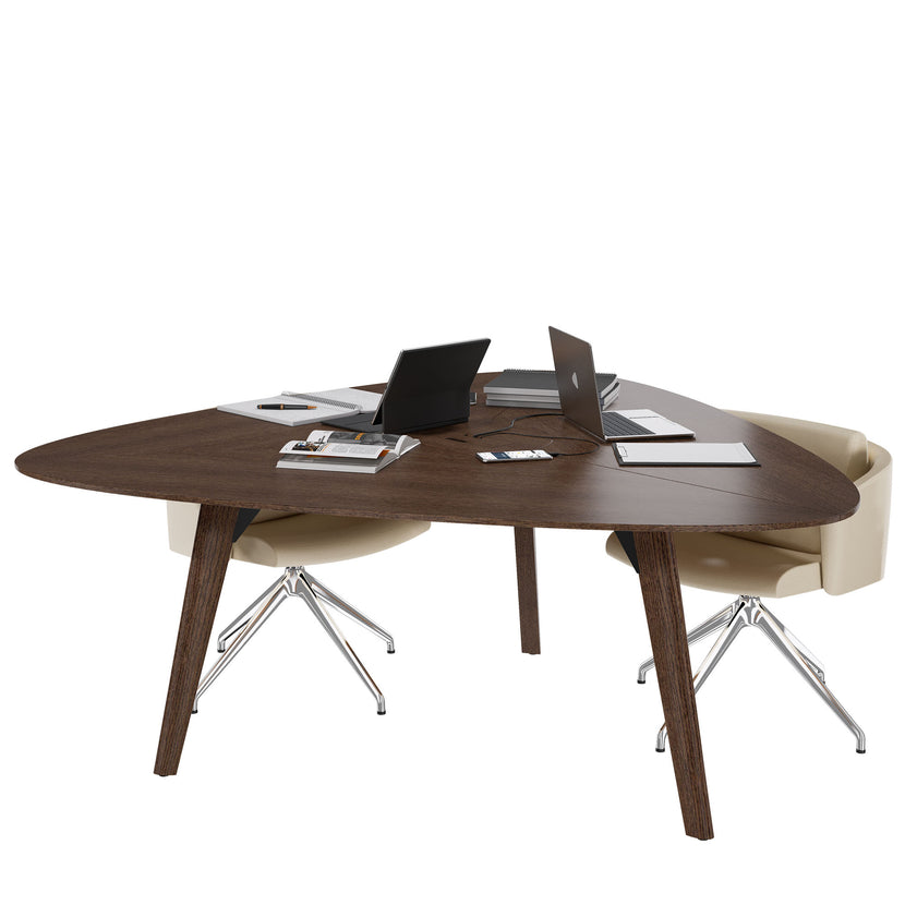 BRALCO RAIL meeting table | Triangular, 1794 x 1716 mm (6 people), real wood, tobacco oak