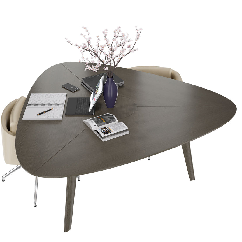BRALCO RAIL meeting table | Triangular, 1794 x 1716 mm (6 people), real wood, dark gray oak
