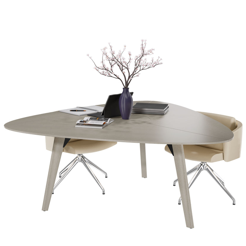 BRALCO RAIL meeting table | Triangular, 1794 x 1716 mm (6 people), real wood, light gray oak