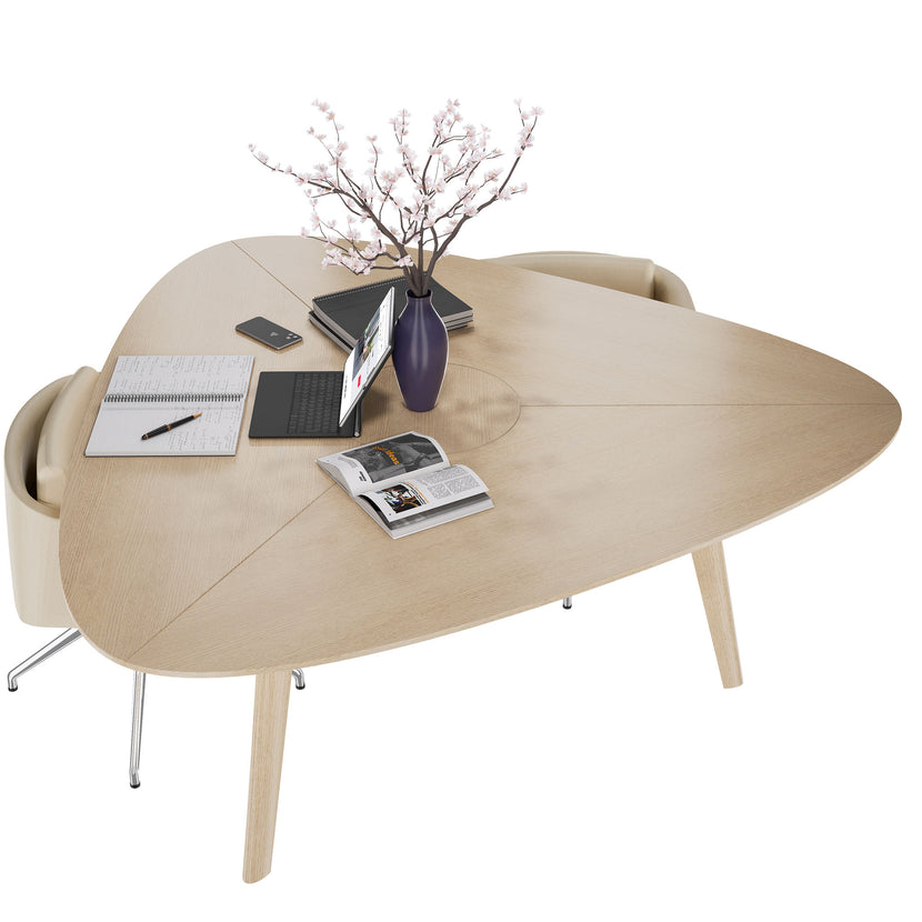 BRALCO RAIL meeting table | Triangular, 1794 x 1716 mm (6 people), real wood, natural oak