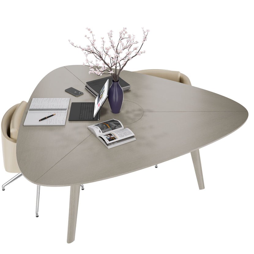 BRALCO RAIL meeting table | Triangular, 1794 x 1716 mm (6 people), real wood, light gray oak