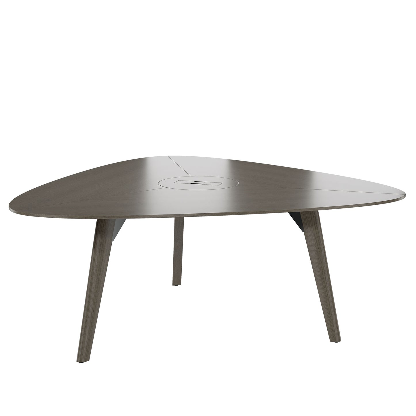 BRALCO RAIL meeting table | Triangular, 1794 x 1716 mm (6 people), real wood, dark gray oak