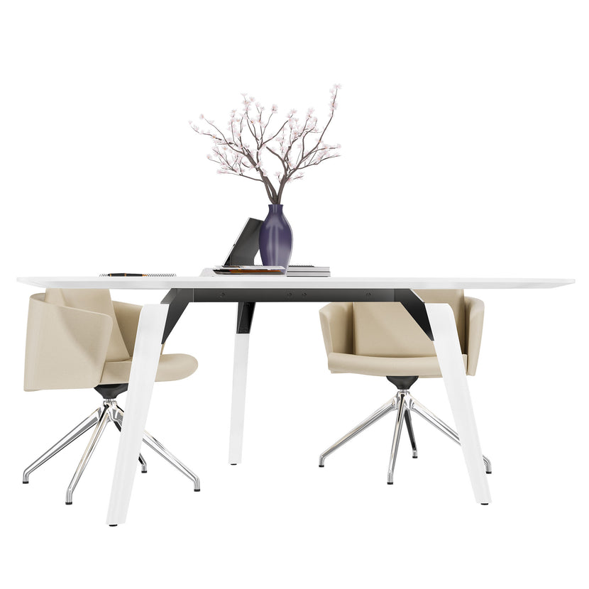 BRALCO RAIL Meeting table | Triangular, 1794 x 1716 mm (6 persons), real wood, white oak
